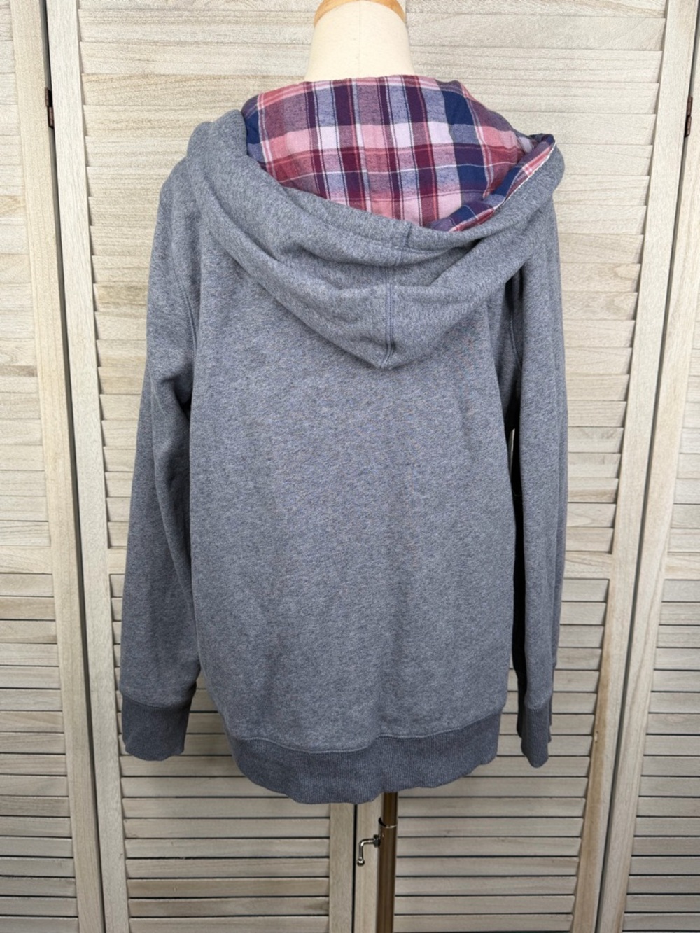 L.L. BEAN Women's Full Zip Flannel Lined Hoodie Sweatshirt Blue/Multi-XL - Picture 3 of 3